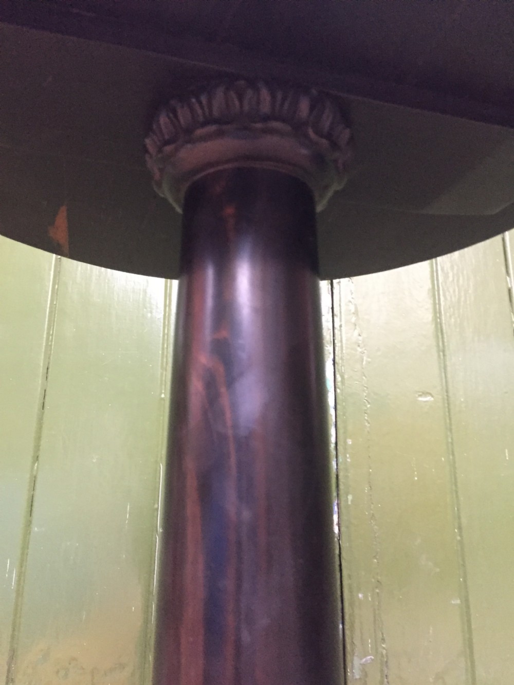 Rare mid C19th Anglo-Indian carved solid ebony candlestand of outstanding quality. View IX