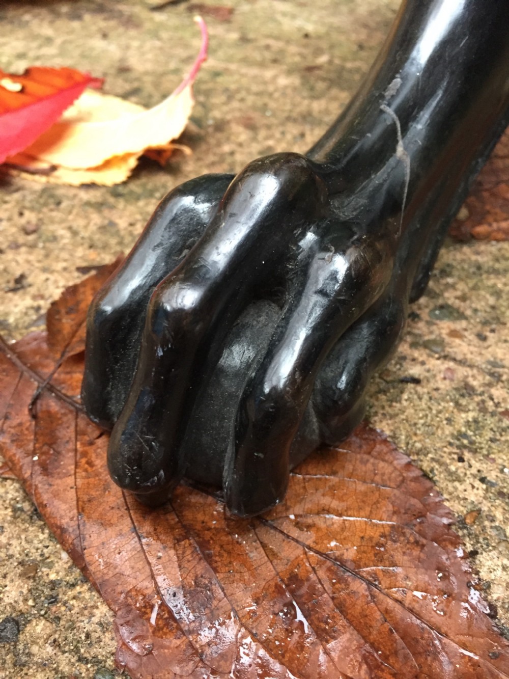 Rare mid C19th Anglo-Indian carved solid ebony candlestand of outstanding quality. View XIII