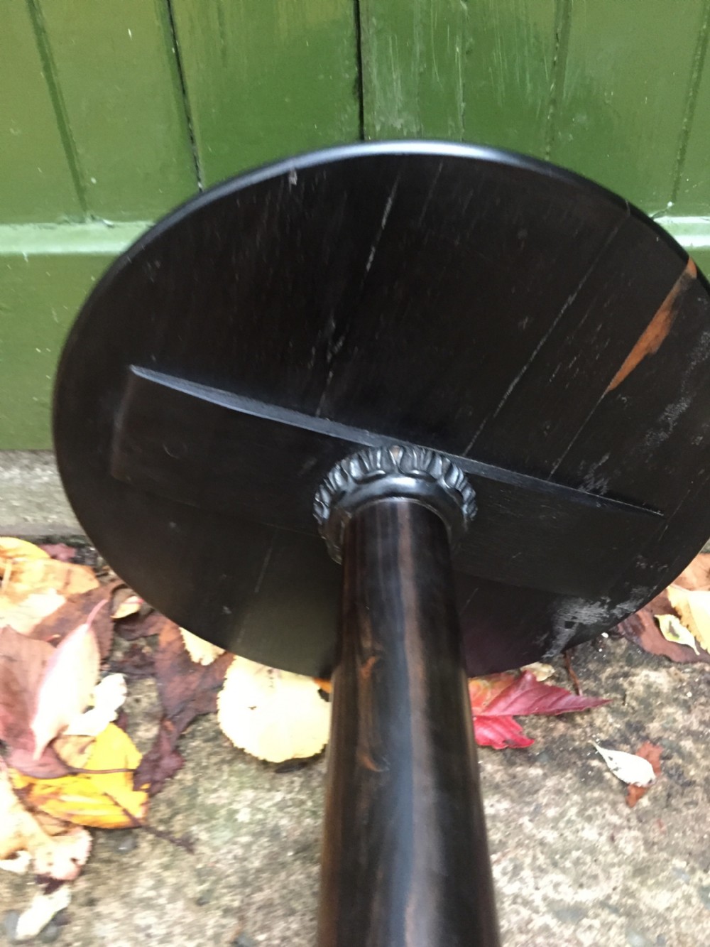 Rare mid C19th Anglo-Indian carved solid ebony candlestand of outstanding quality. View XIV