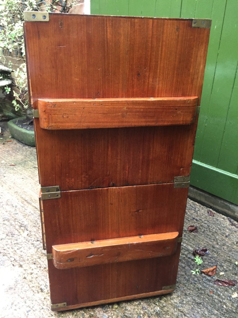 C19th Naval Officer's  brass-bound teak 2-part campaign chest of drawers . View VII