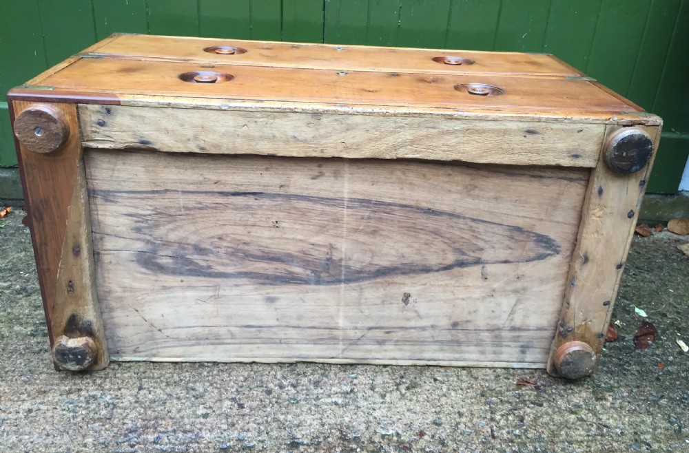 C19th Naval Officer's  brass-bound teak 2-part campaign chest of drawers . View XVI