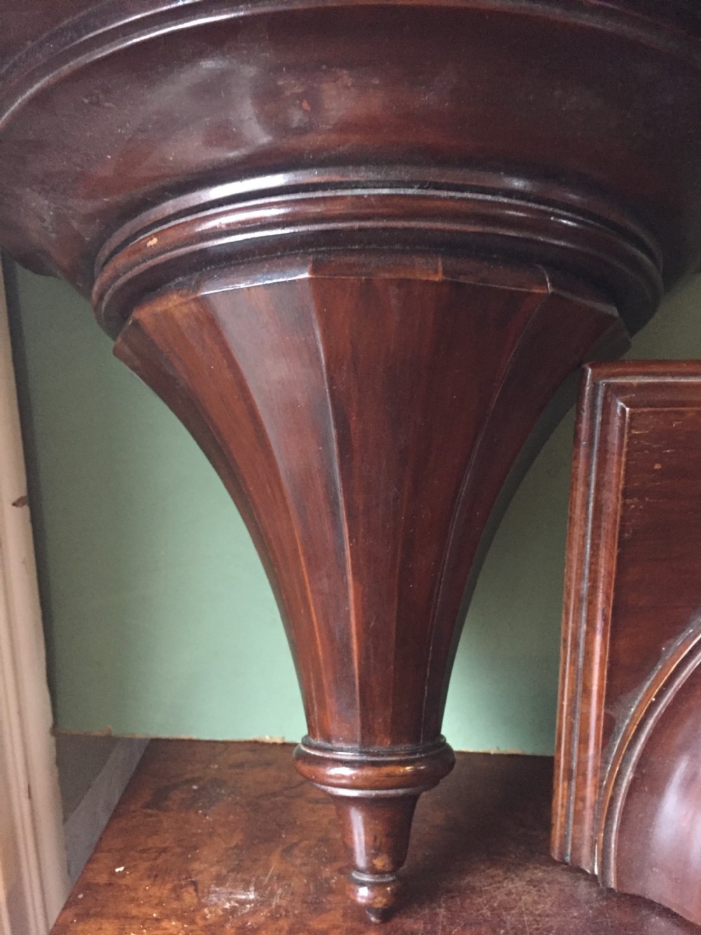 Pair of high quality late C19th mahogany wall display brackets in the late C18th neo-classical style. View III