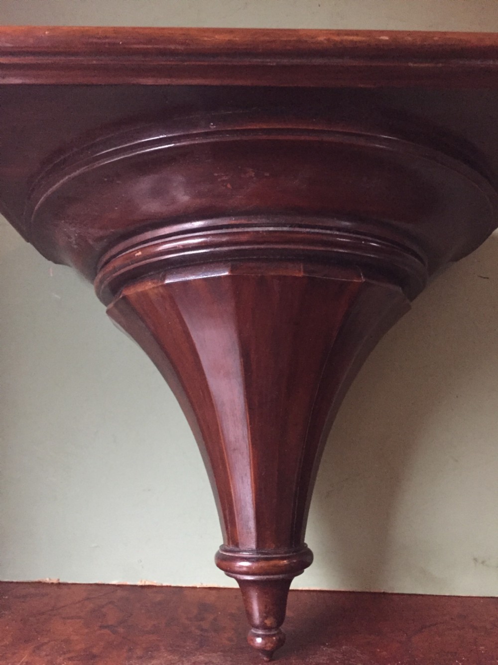 Pair of high quality late C19th mahogany wall display brackets in the late C18th neo-classical style. View VI
