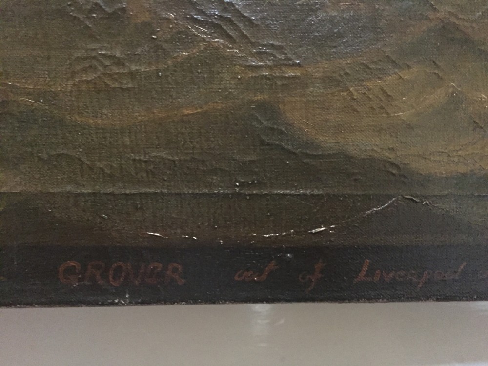 C19th signed marine oil painting on canvas study of a merchant or trading ship in full sail with interesting inscription. View IV