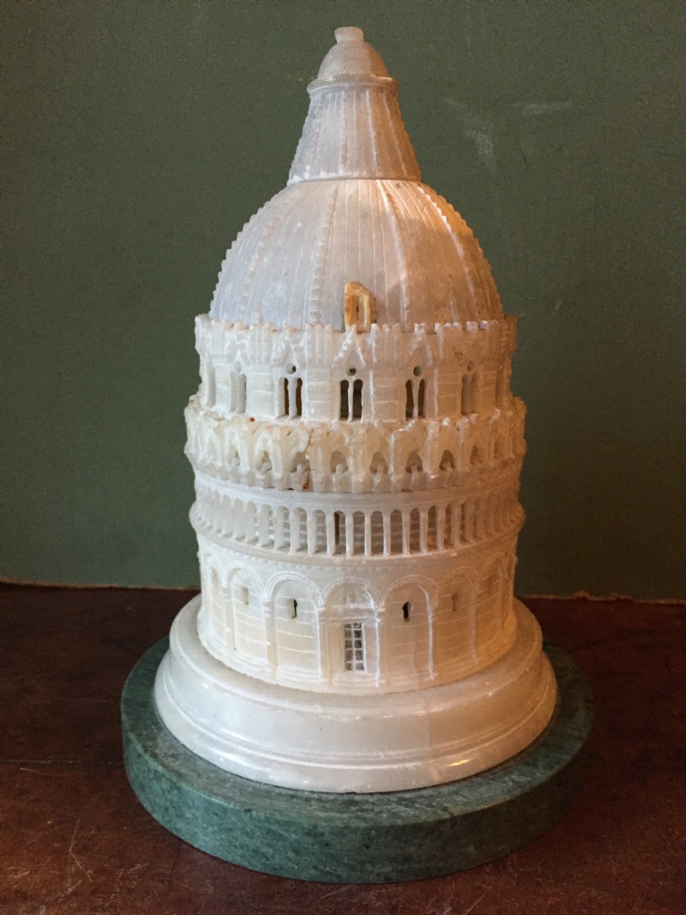 C19th Italian carved alabaster 'Grand Tour' souvenir model of the Baptistery, Pisa , Italy.