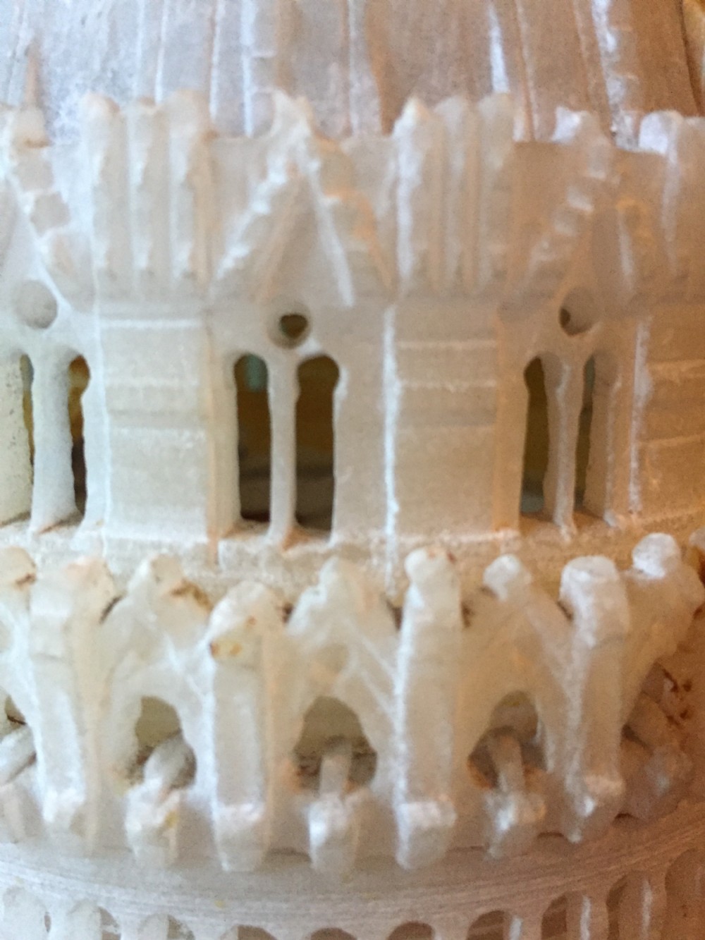 C19th Italian carved alabaster 'Grand Tour' souvenir model of the Baptistery, Pisa , Italy. View IX