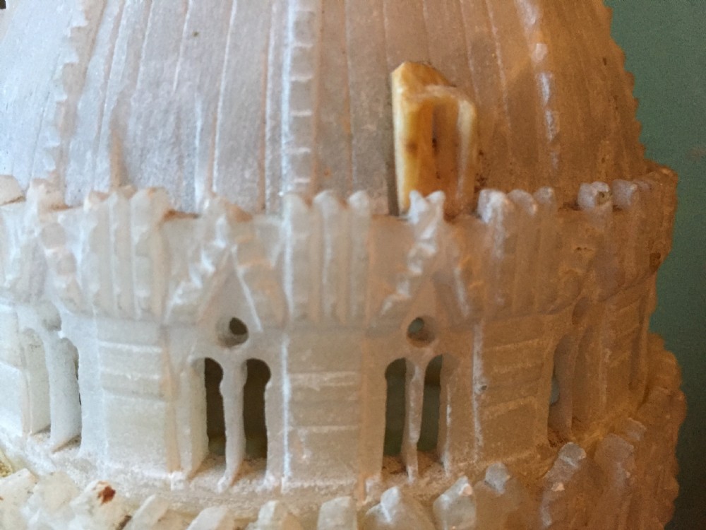 C19th Italian carved alabaster 'Grand Tour' souvenir model of the Baptistery, Pisa , Italy. View XI
