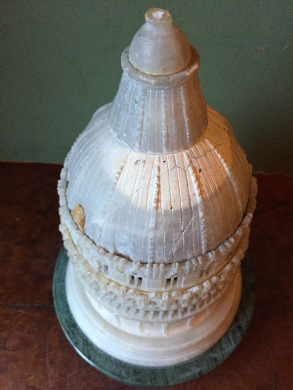 C19th Italian carved alabaster 'Grand Tour' souvenir model of the Baptistery, Pisa , Italy. View XIII