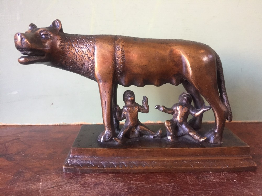 Late C19th Italian bronze 'Grand Tour' souvenir sculpture of the Capitoline Wolf.