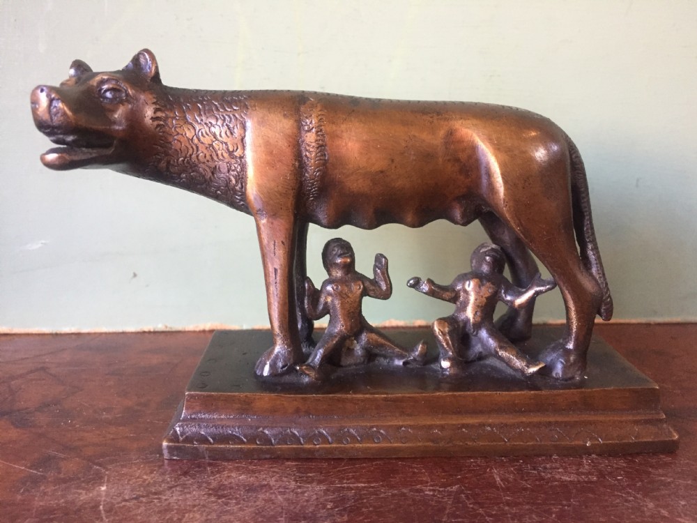 Late C19th Italian bronze 'Grand Tour' souvenir sculpture of the Capitoline Wolf. View II
