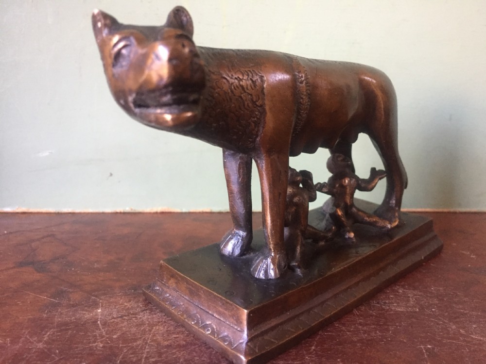 Late C19th Italian bronze 'Grand Tour' souvenir sculpture of the Capitoline Wolf. View IV