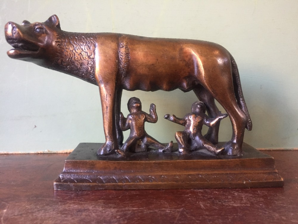 Late C19th Italian bronze 'Grand Tour' souvenir sculpture of the Capitoline Wolf. View XII