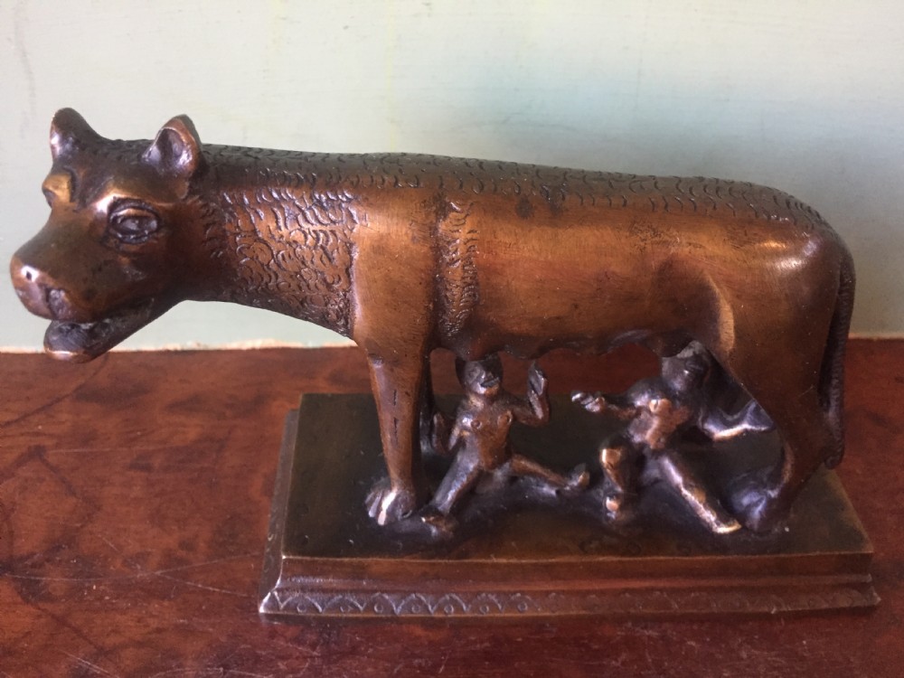 Late C19th Italian bronze 'Grand Tour' souvenir sculpture of the Capitoline Wolf. View XIII