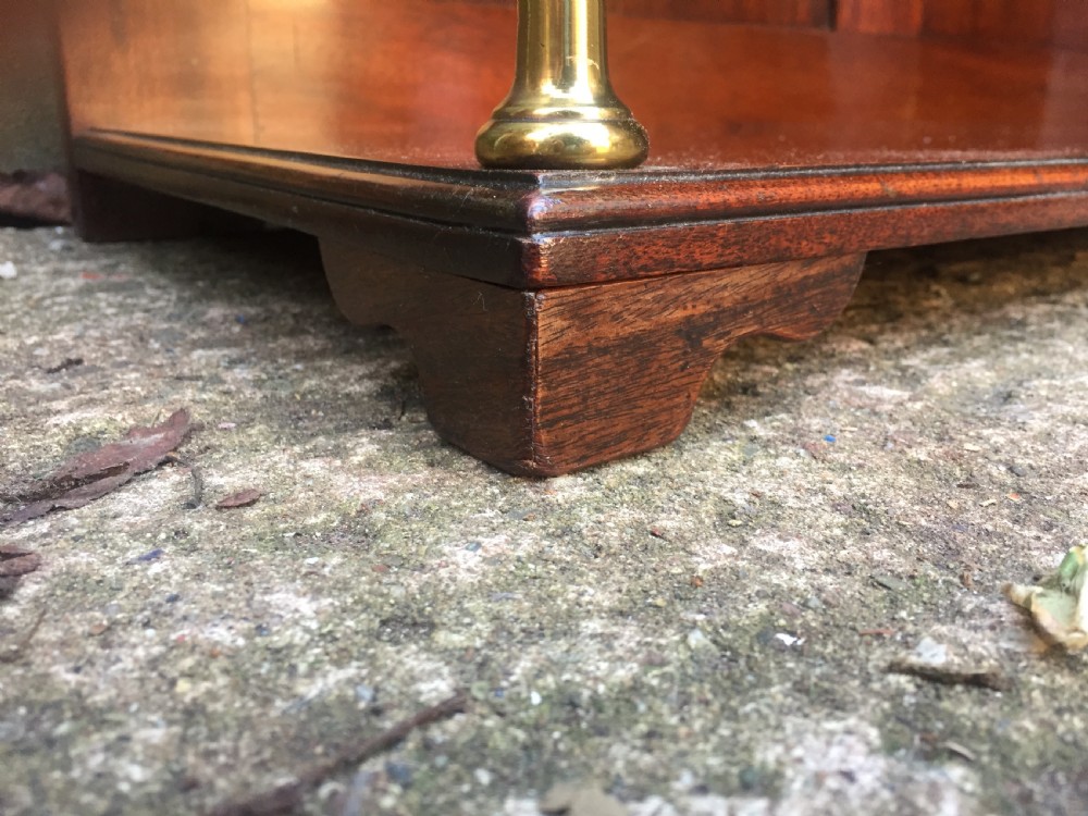 Late C19th mahogany and brass column support 3-tier open book-shelves or display stand . View VIII