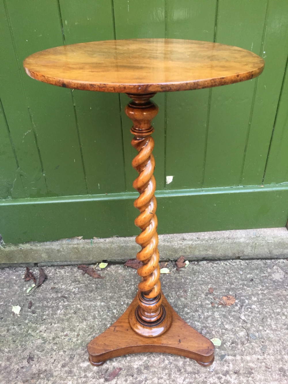 Mid C19th walnut oval- topped wine table  or candlestand, by Charles Hindley & Sons London. View III