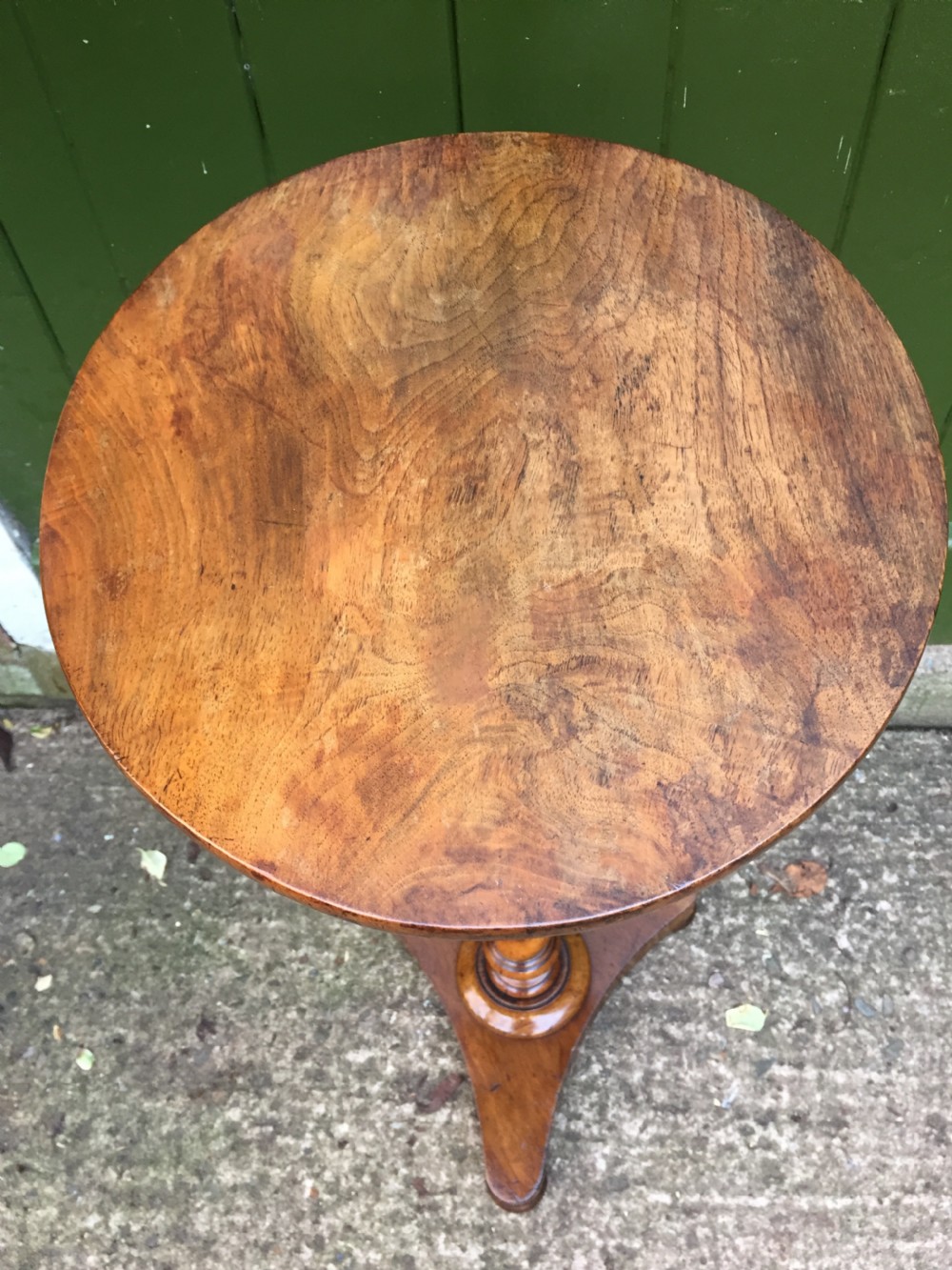 Mid C19th walnut oval- topped wine table  or candlestand, by Charles Hindley & Sons London. View IV