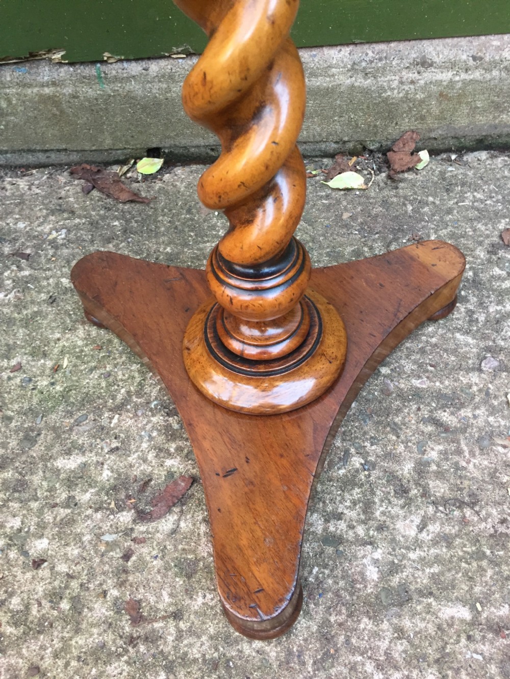 Mid C19th walnut oval- topped wine table  or candlestand, by Charles Hindley & Sons London. View V