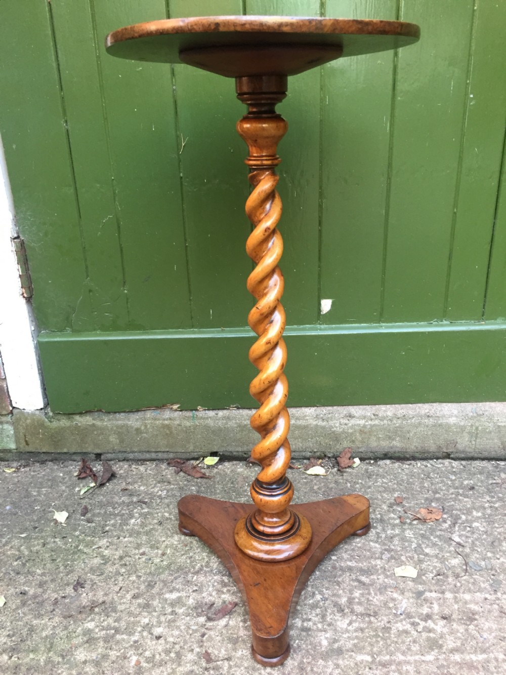 Mid C19th walnut oval- topped wine table  or candlestand, by Charles Hindley & Sons London. View VI