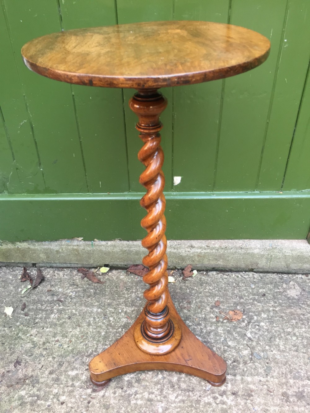 Mid C19th walnut oval- topped wine table  or candlestand, by Charles Hindley & Sons London. View VII