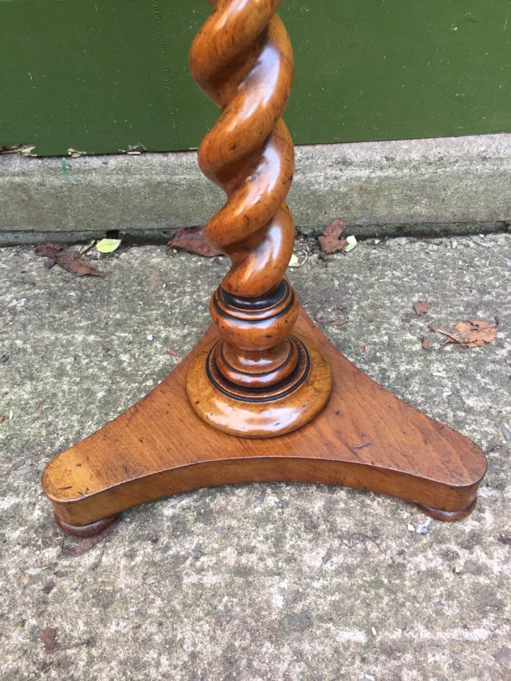 Mid C19th walnut oval- topped wine table  or candlestand, by Charles Hindley & Sons London. View X