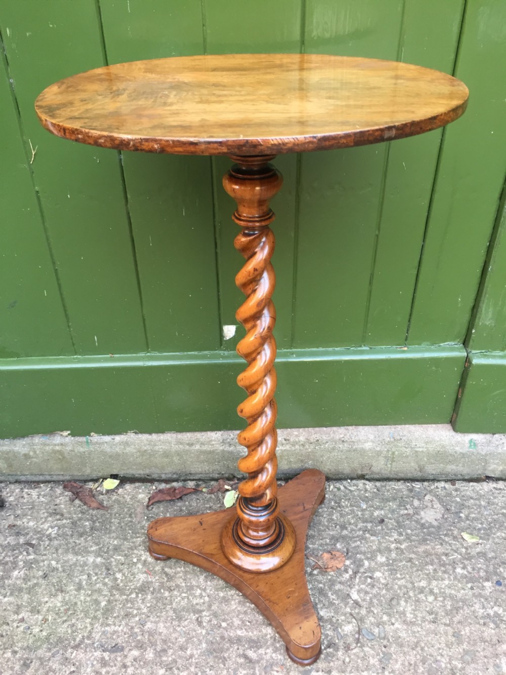 Mid C19th walnut oval- topped wine table  or candlestand, by Charles Hindley & Sons London. View XV