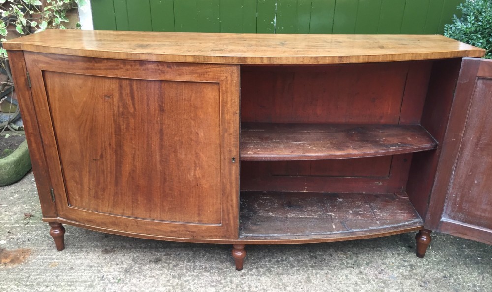 Elegant late C18th George III period mahogany bow-fronted 2-door side cabinet of restrained design and rare narrow proportions. View XII
