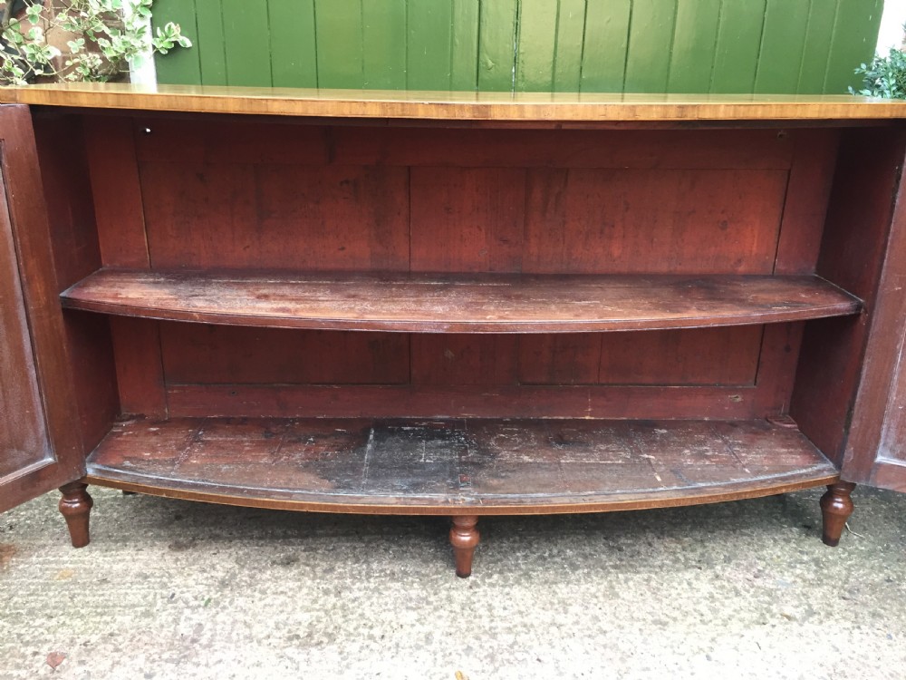 Elegant late C18th George III period mahogany bow-fronted 2-door side cabinet of restrained design and rare narrow proportions. View XIV