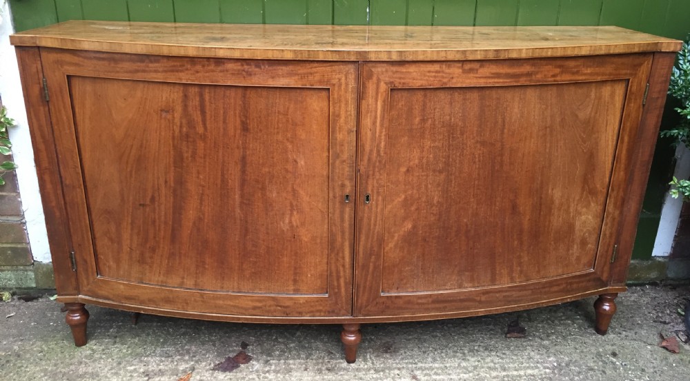 Elegant late C18th George III period mahogany bow-fronted 2-door side cabinet of restrained design and rare narrow proportions. View XXI