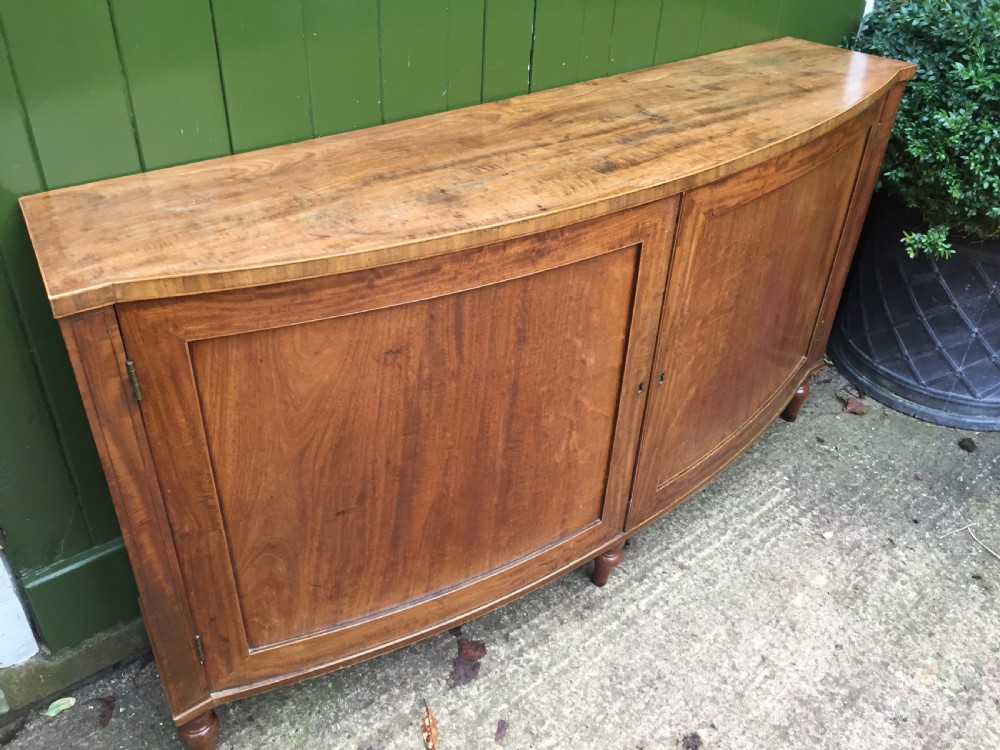 Elegant late C18th George III period mahogany bow-fronted 2-door side cabinet of restrained design and rare narrow proportions. View XXII