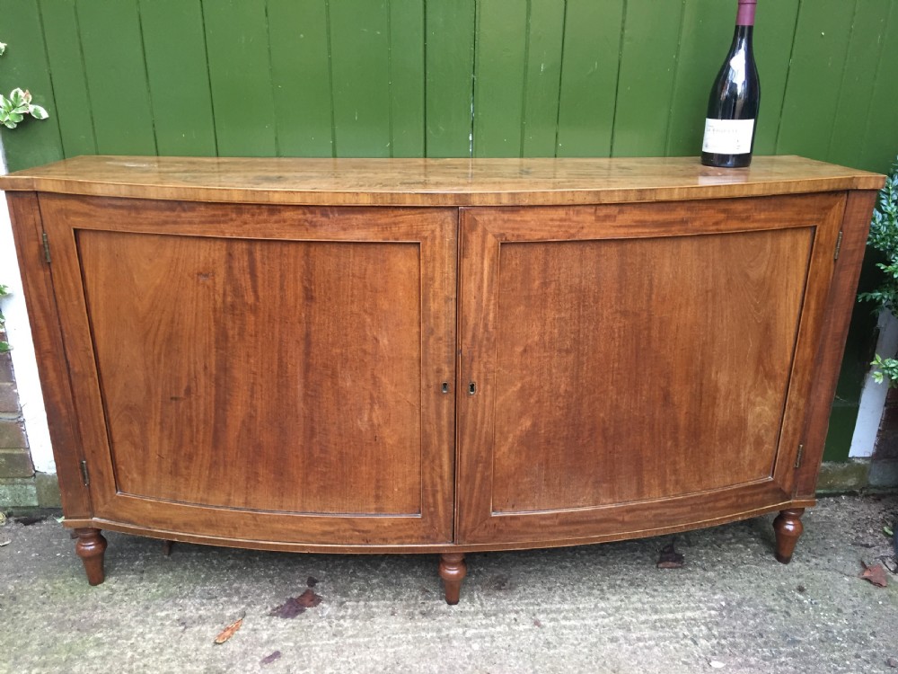 Elegant late C18th George III period mahogany bow-fronted 2-door side cabinet of restrained design and rare narrow proportions. View XXIII