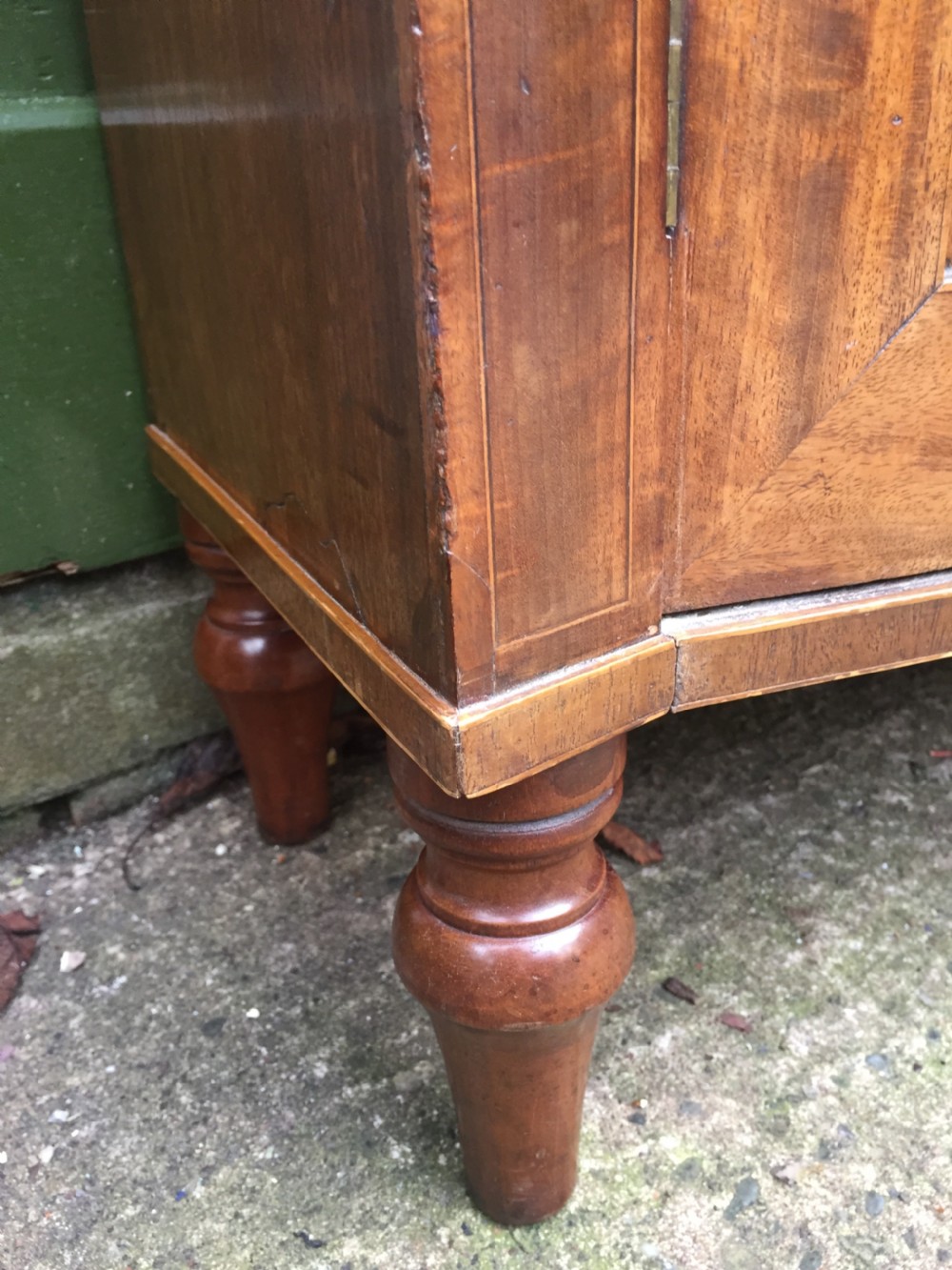 Elegant late C18th George III period mahogany bow-fronted 2-door side cabinet of restrained design and rare narrow proportions. View XXV