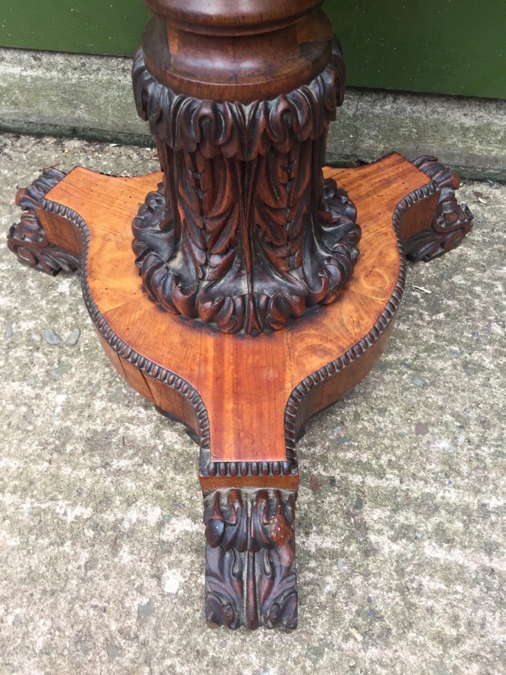 Fine quality early C19th George IV period rosewood and satinwood sewing or work table of unusual form . View XVIII