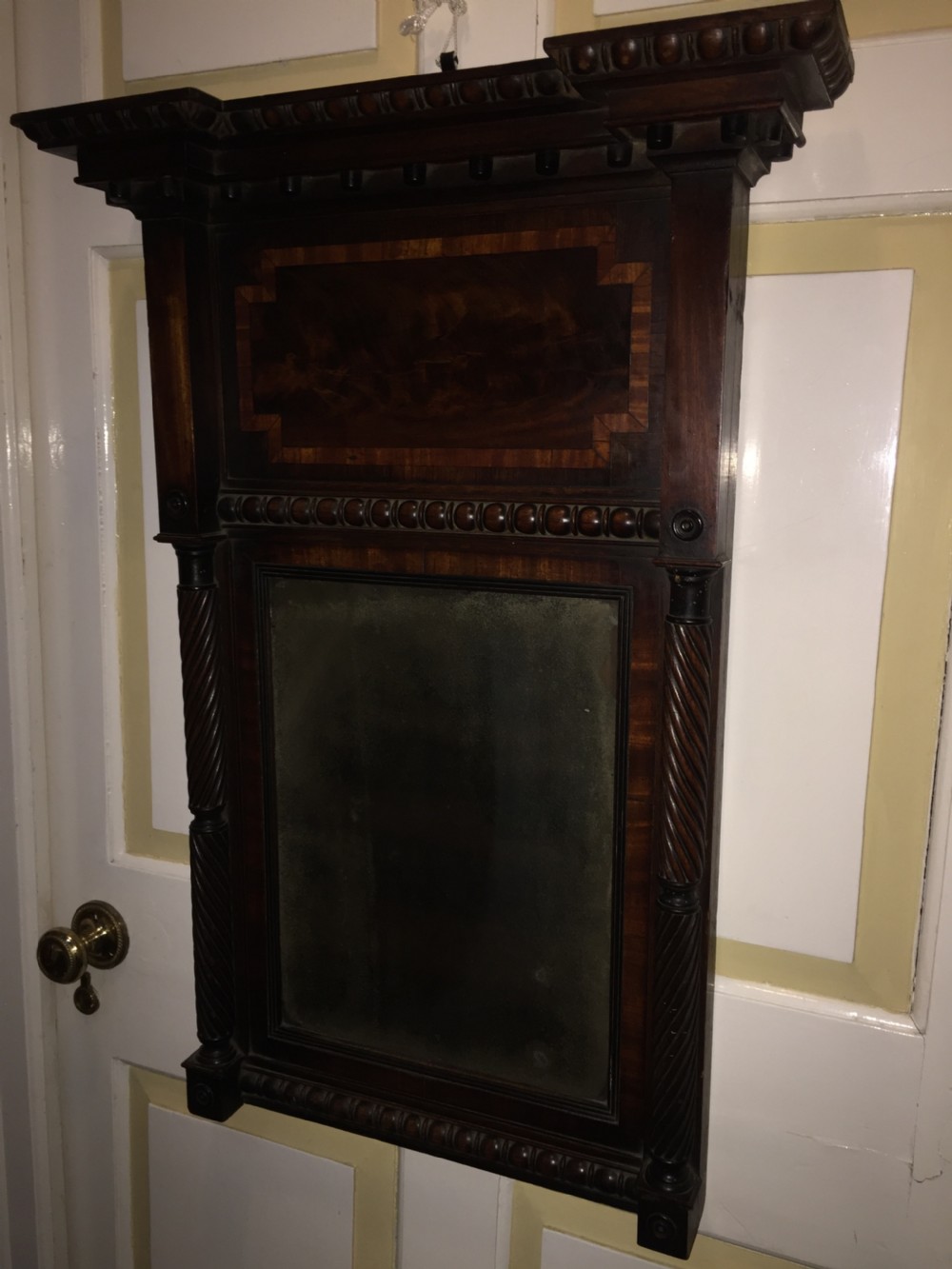 Early C19th Regency period mahogany framed pier mirror of architectural inspiration. View IV