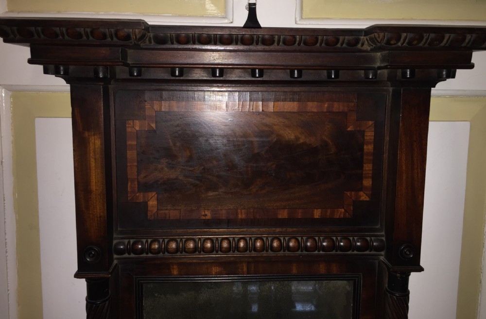 Early C19th Regency period mahogany framed pier mirror of architectural inspiration. View VI