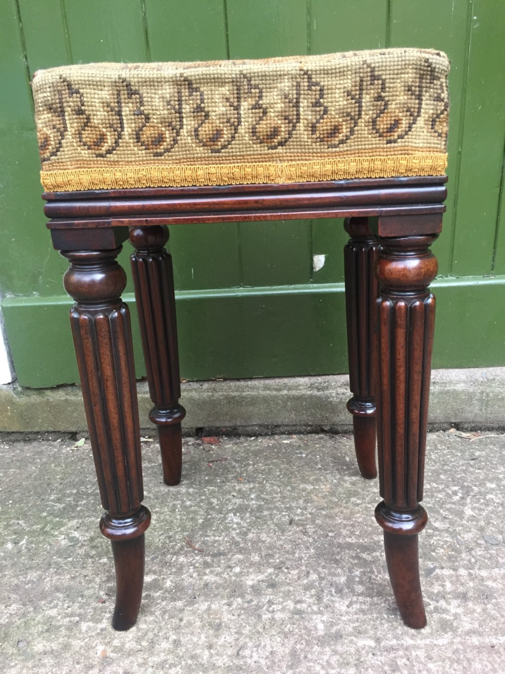 Early C19th George IV period mahogany framed dressing stool in the manner of Gillows of Lancaster. View II
