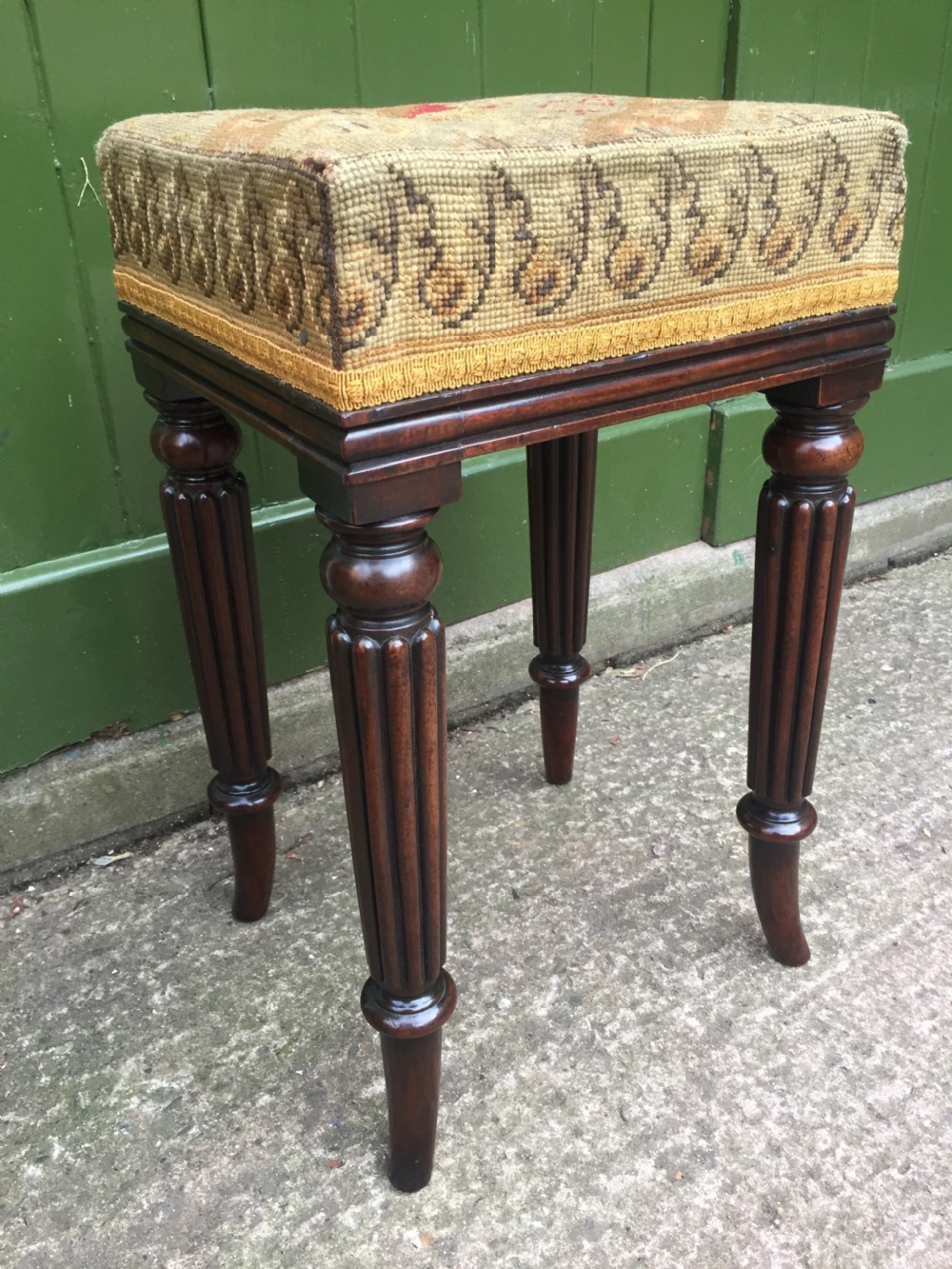 Early C19th George IV period mahogany framed dressing stool in the manner of Gillows of Lancaster. View III
