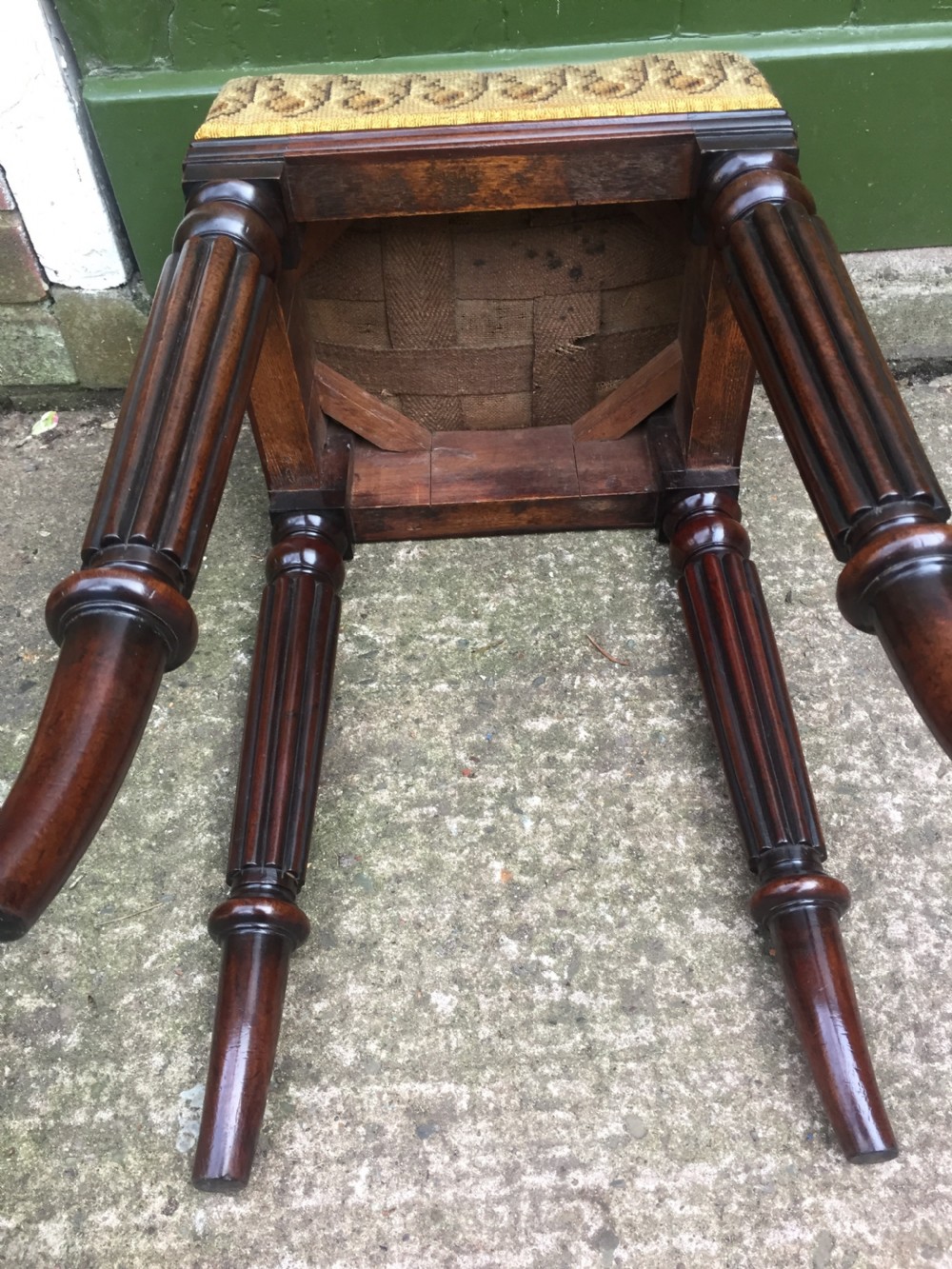 Early C19th George IV period mahogany framed dressing stool in the manner of Gillows of Lancaster. View IX
