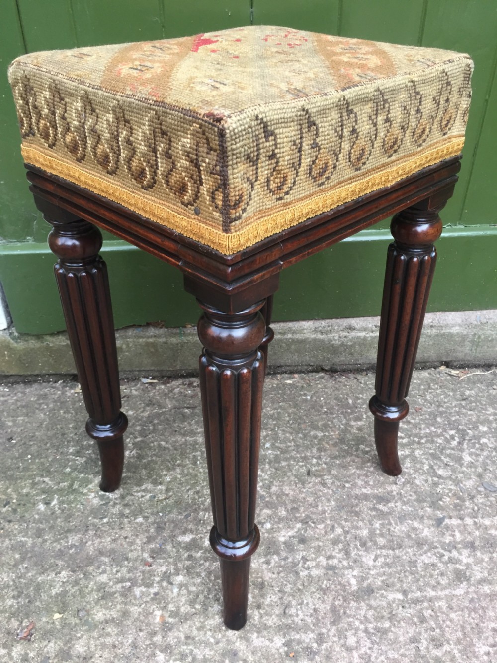 Early C19th George IV period mahogany framed dressing stool in the manner of Gillows of Lancaster. View X