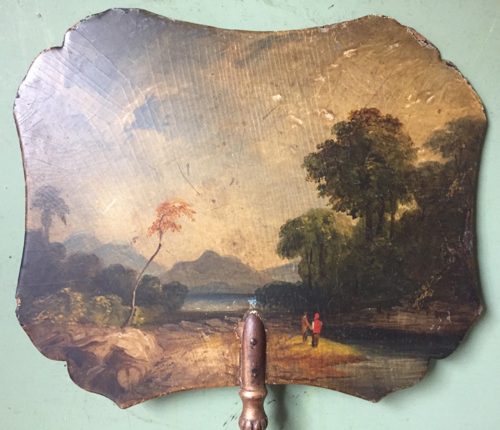 Pair of early C19th Regency period papier-mâché hand-held ladies facial fire-screens. View VI