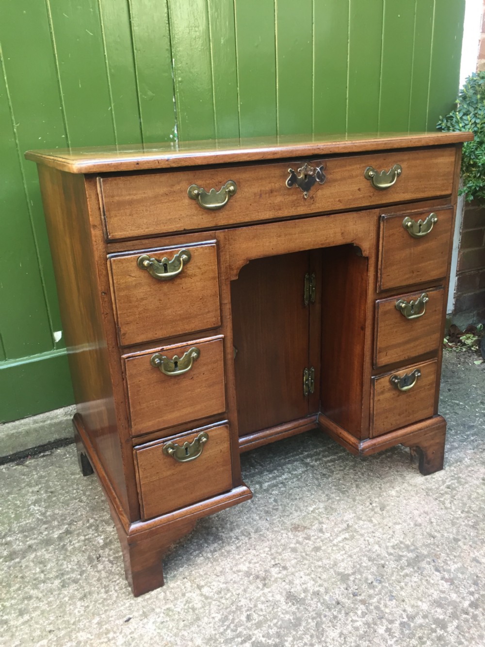 C18th George II period mahogany knee-hole desk of small proportions. View XIV