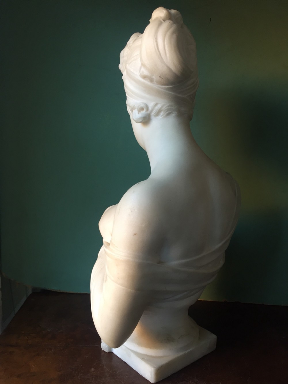 C19th French carved marble bust of Madame Juliette Recamier , after the original study by Joseph Chinard. View IV