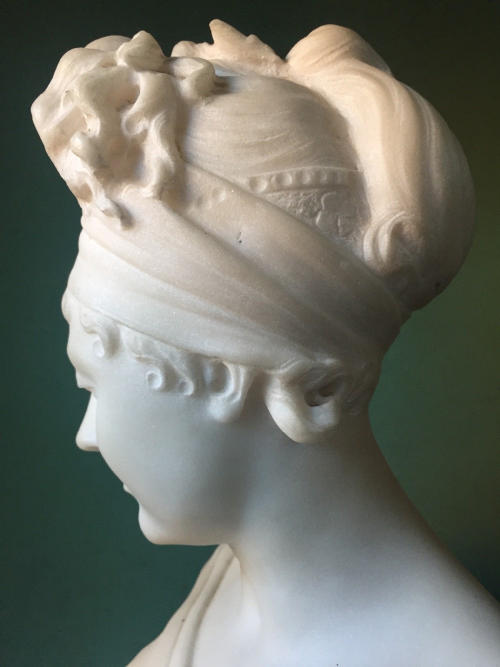 C19th French carved marble bust of Madame Juliette Recamier , after the original study by Joseph Chinard. View XI