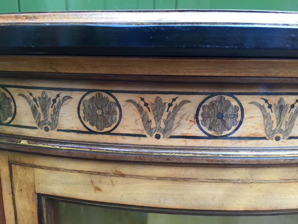 Fine quality signed C19th satin-birch side cabinet or credenza with inlay in the manner of Owen Jones. View VIII