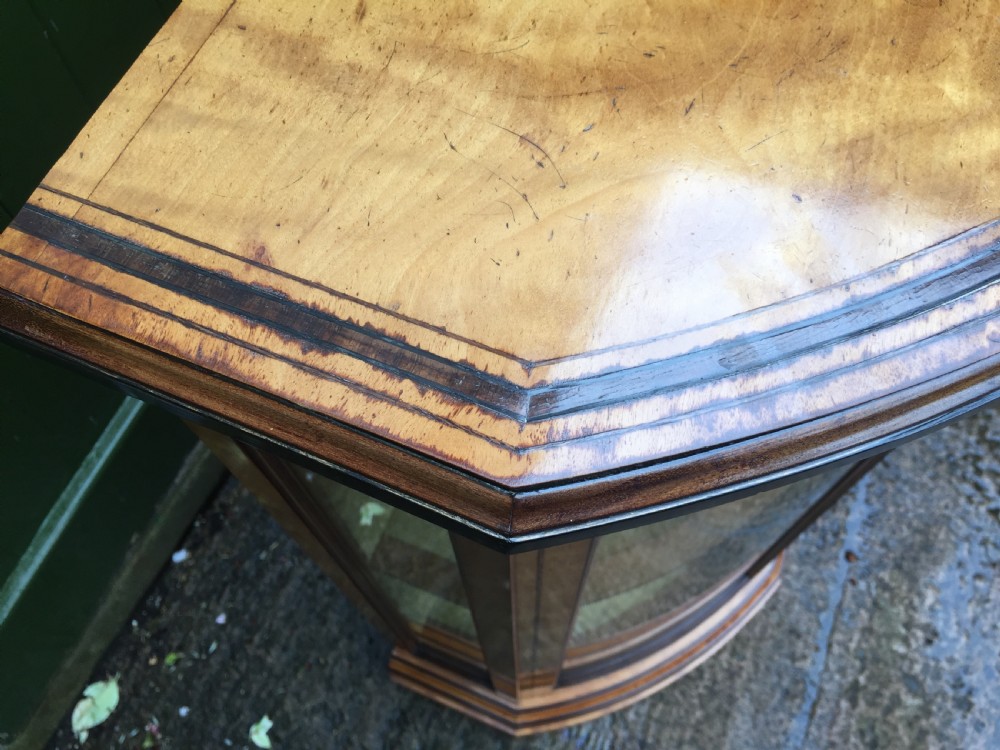 Fine quality signed C19th satin-birch side cabinet or credenza with inlay in the manner of Owen Jones. View XIV