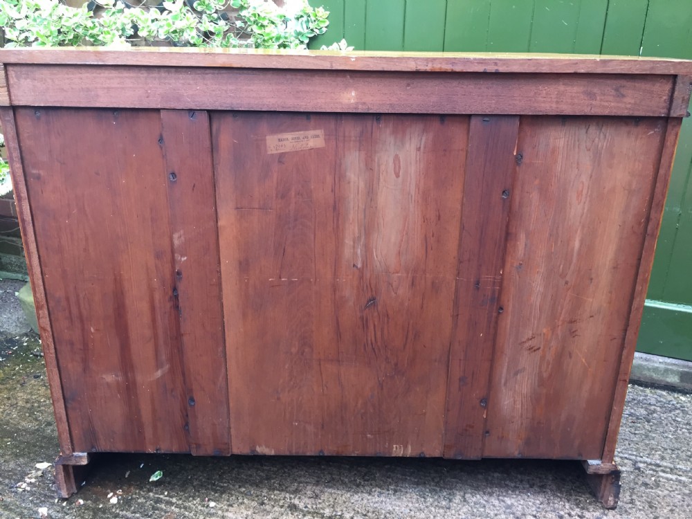 Fine quality signed C19th satin-birch side cabinet or credenza with inlay in the manner of Owen Jones. View XX