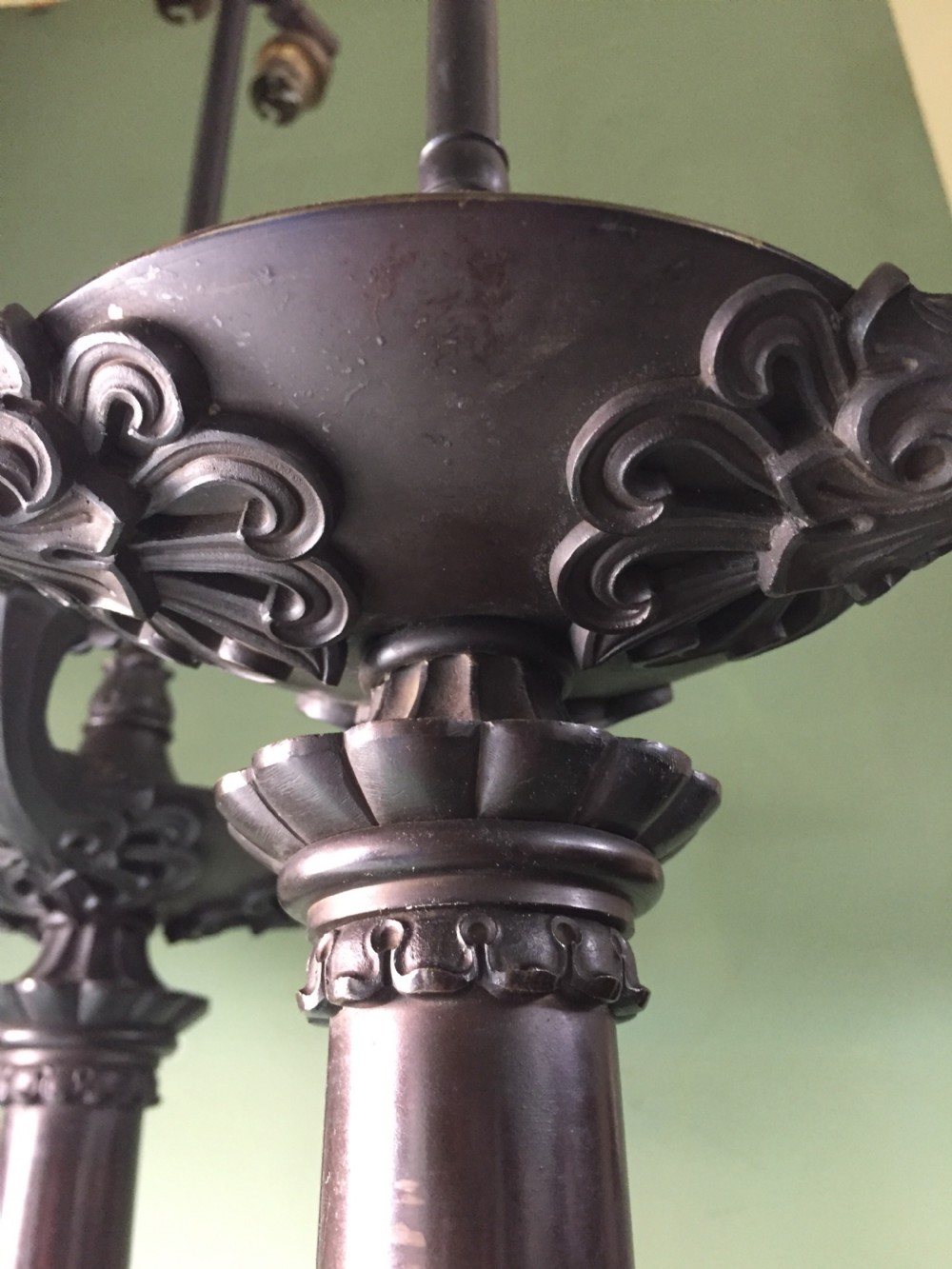 Imposing pair of early C19th French Charles X period bronze lamps on 'rouge griotte' marble bases. View XVIII