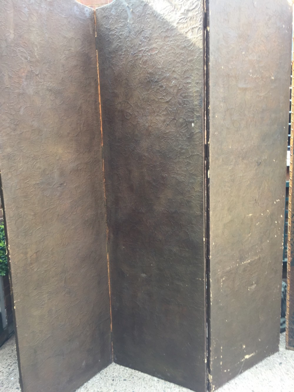 Large and impressive late C19th 'country-house' hinged and folding 6-panel room divider or screen . View XIII