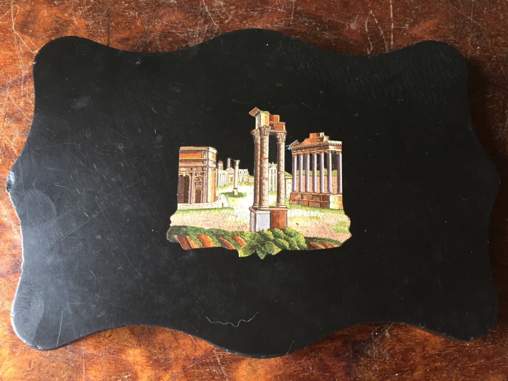 Fine late C19th Italian 'Grand Tour' souvenir marble paperweight with micro-mosaic panel . View III