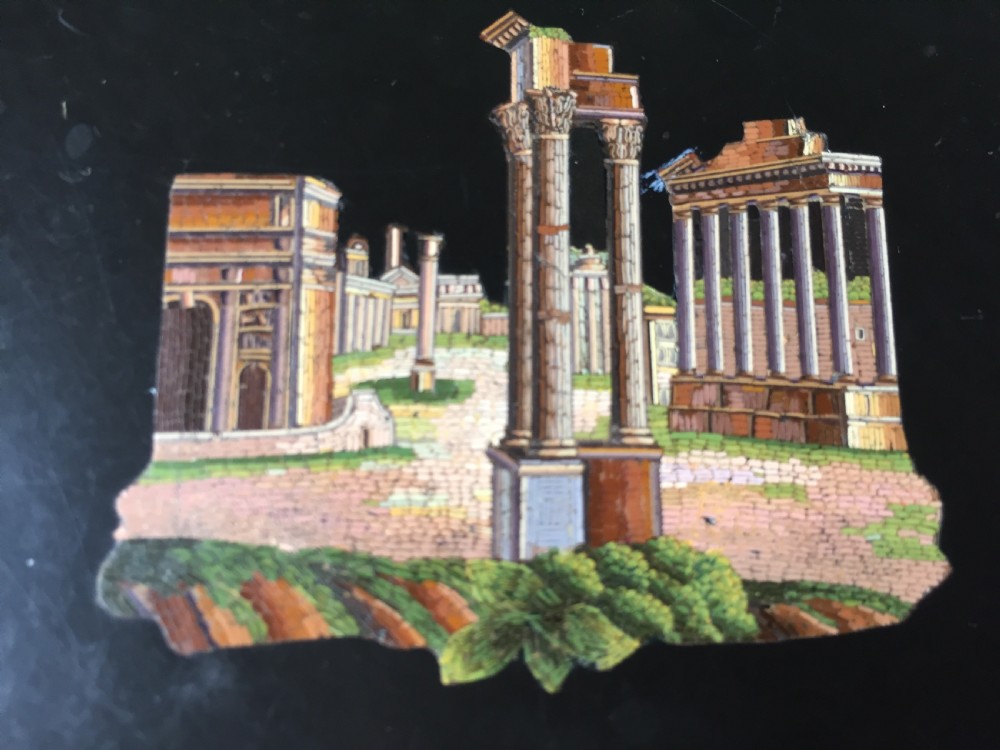 Fine late C19th Italian 'Grand Tour' souvenir marble paperweight with micro-mosaic panel . View IV