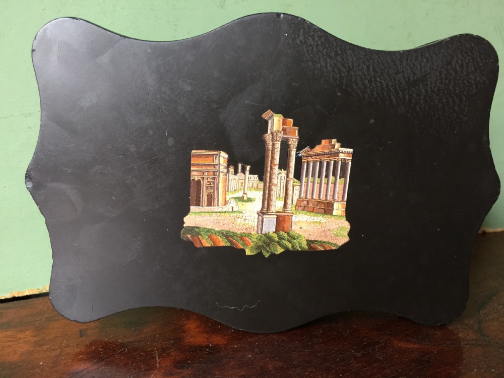 Fine late C19th Italian 'Grand Tour' souvenir marble paperweight with micro-mosaic panel . View VII